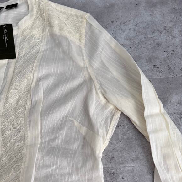 Eddie Bauer Women’s Lace Inset Blouse NWT Size Large Almond Cream size Large - Picture 4 of 7